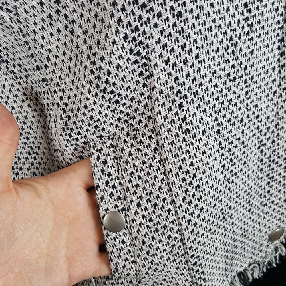 Marc Aurel Tweed Cropped Cotton Moto Jacket - Picture 4 of 8